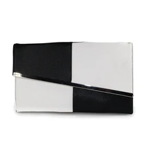 Модный цветной кожаный летний женский клатч на цепочке, черный и белый цвет, Большая вместительная сумка-конверт, женские вечерние сумки