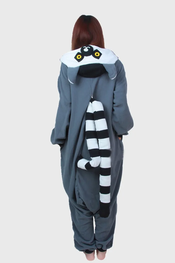 Новейшие Животные Мода Мадагаскар кольцо-хвостик Lemur Fancy Winter костюмы для косплейной вечеринки взрослый милый мультфильм пижамы комбинезоны