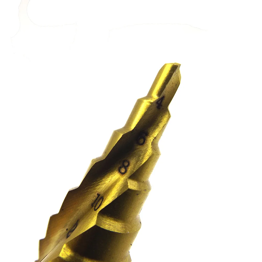 3Pc Triangle Shank Spiral Groove Step Taper Bit Titanium 4mm-12mm / 4-20mm / 4-32mm Hole Center Bit Metal Wood Cutting Tool Set