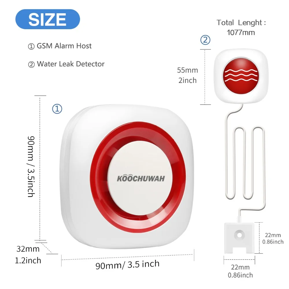 KOOCHUWAH защита от утечки воды, сигнализация для бассейна, GSM смартфон, уведомление о звонках, беспроводной детектор утечки воды, Датчик потока, сигнализация