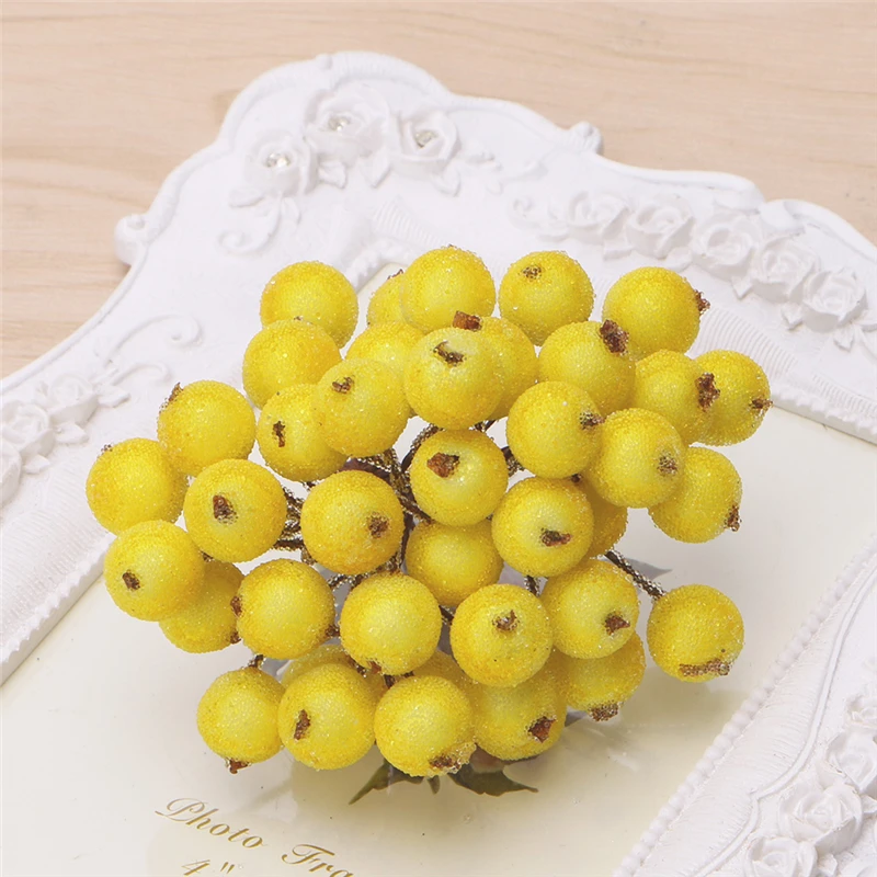 40 шт. декоративные мини рождественские матовые фрукты ягоды Холли искусственные цветы - Цвет: Yellow