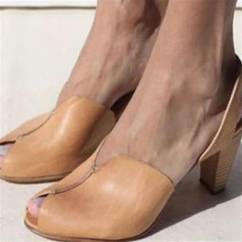 

Thick Heel Buckle Strap Outside Party Shoes Sandalia 2019 New Fashion Women's Pumps Buckle Shoe PU Leather Shallow Mouth sandals