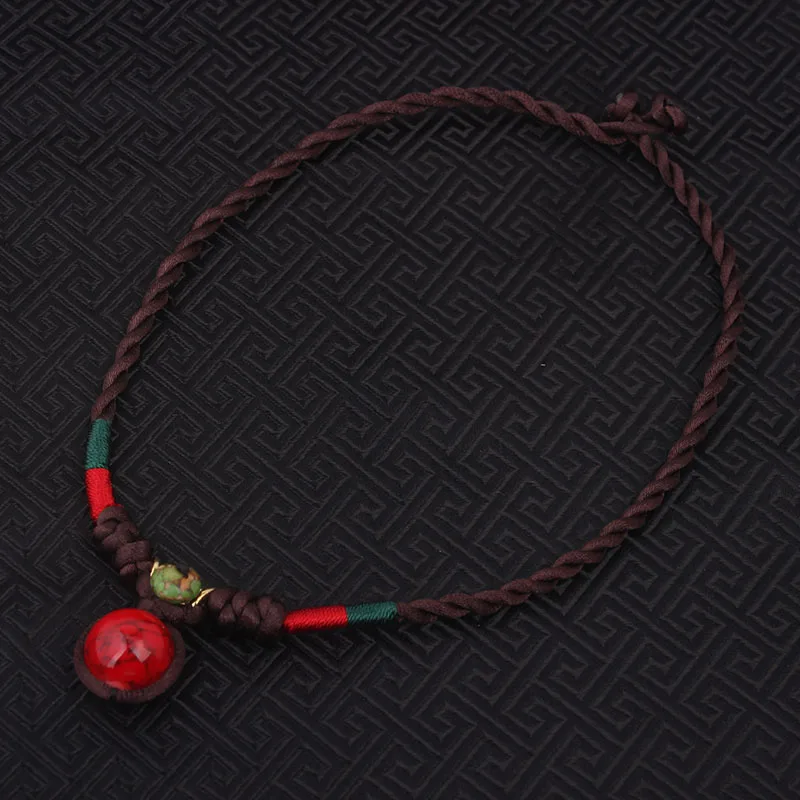 Новое модное ожерелье-чокер в этническом стиле, Зеленые Подвески с камнями, ювелирные изделия, Винтажное колье ручной работы