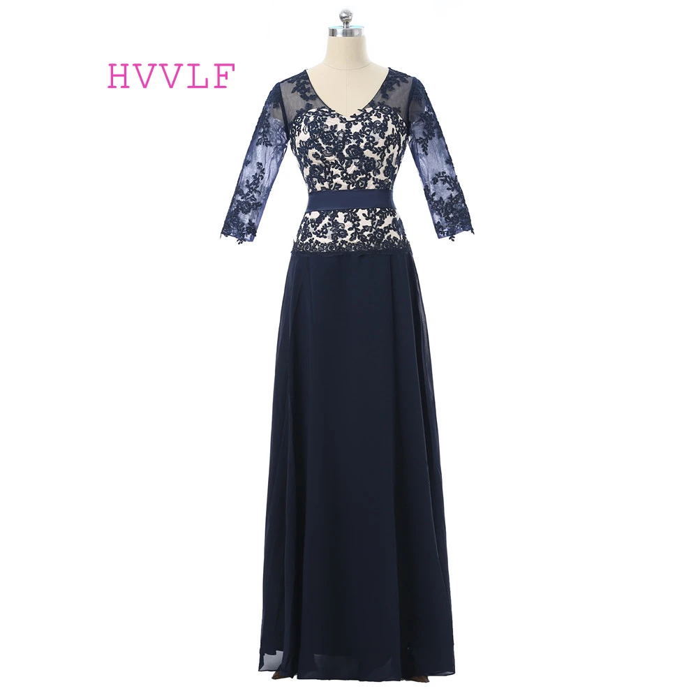 Navy Blue 2019 Moeder Van De Bruid Jurken A-lijn V-hals Half Mouwen Chiffon Lace Bruidegom Lange Moeder Jurken Voor Bruiloft Navy Blue 2019 Moeder Van De Bruid Jurken A-lijn V-hals Half Mouwen Chiffon Lace Bruidegom Lange Moeder Jurken Voor Bruiloft