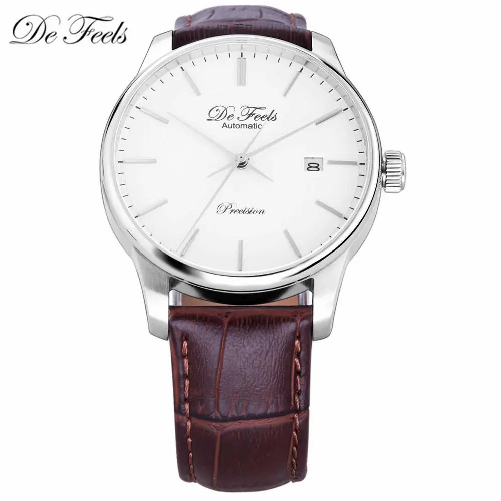 

DE Feels Movt Miyota 9015 Men Automatic Mechanical Watches with Brand Luxury Sapphire Glass and Leather Strap Relogio Masculino