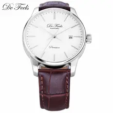 DE Feels Movt Miyota 9015 Men Automatic Mechanical Watches with Brand Luxury Sapphire Glass and Leather Strap Relogio Masculino
