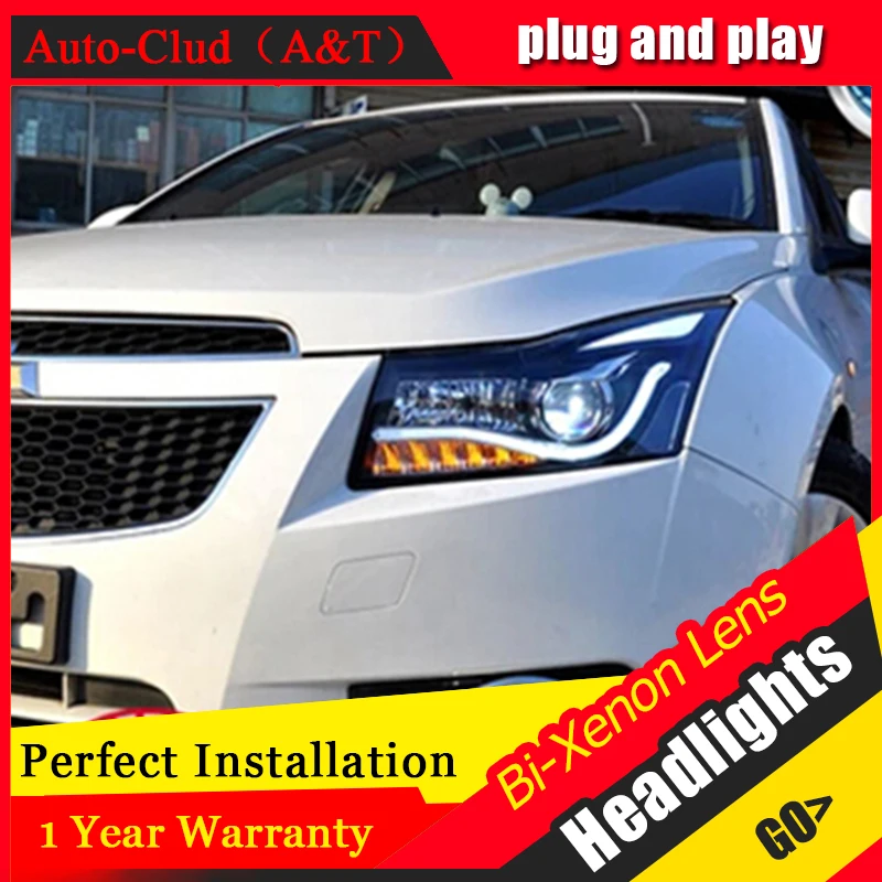 Auto Clud 2009 2014 For Chevrolet cruze xenon headlights led angel eyes DRL LED light bar