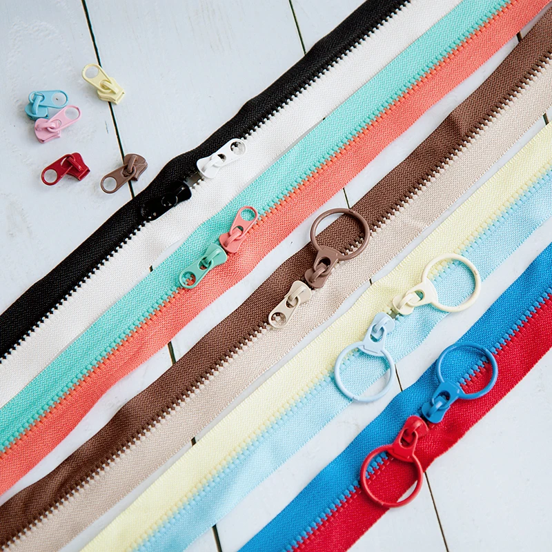 Mix 100pcs 3# Resin zipper pull ring multicolor zipper head for yards Zipper Sliders Bag Garment Sewing Material DIY Accessory
