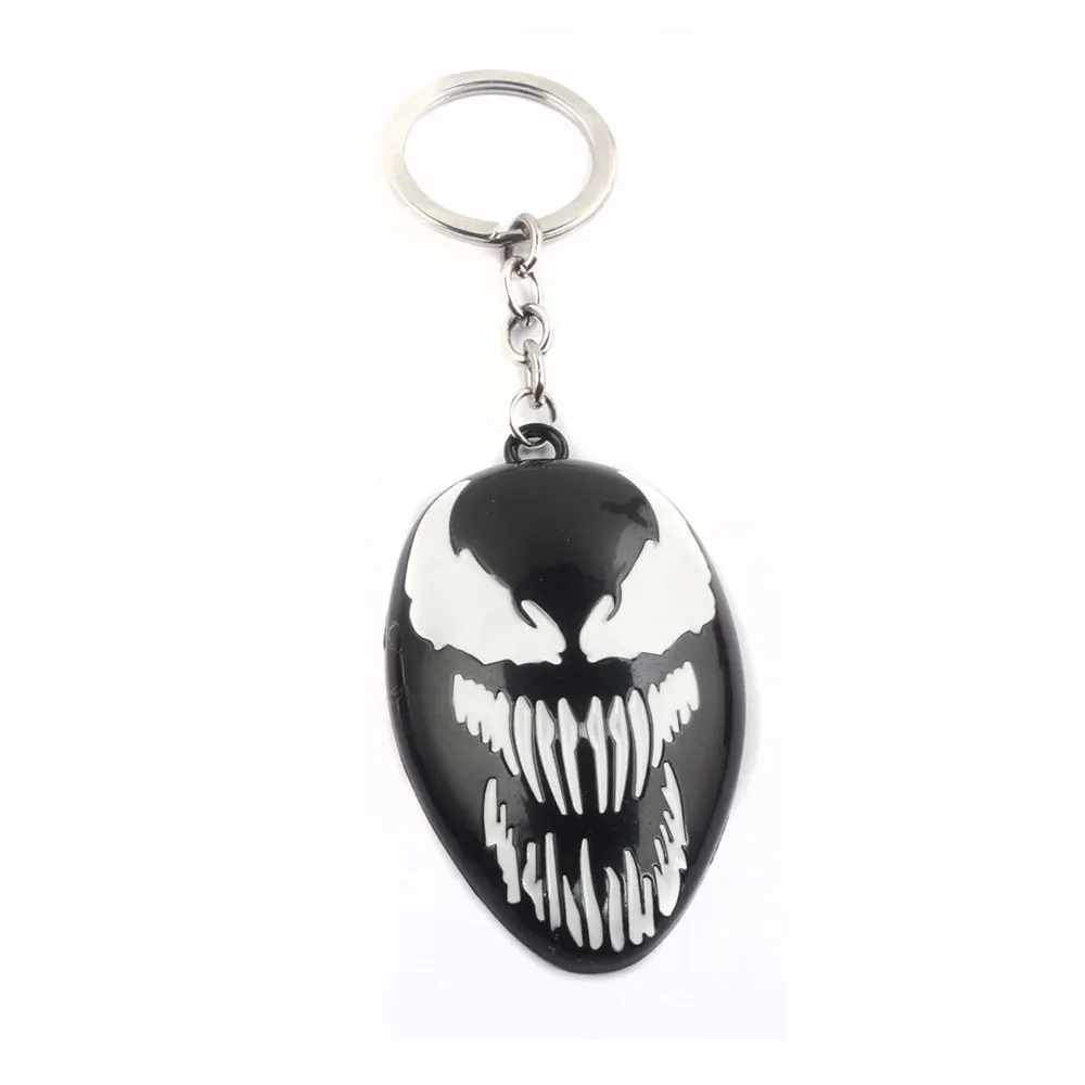 

Avengers Venom Keychain Spiderman Black Mask Key Chain Superhero Eddie Brock Logo Choker Keyring for Men Marvel Jewelry