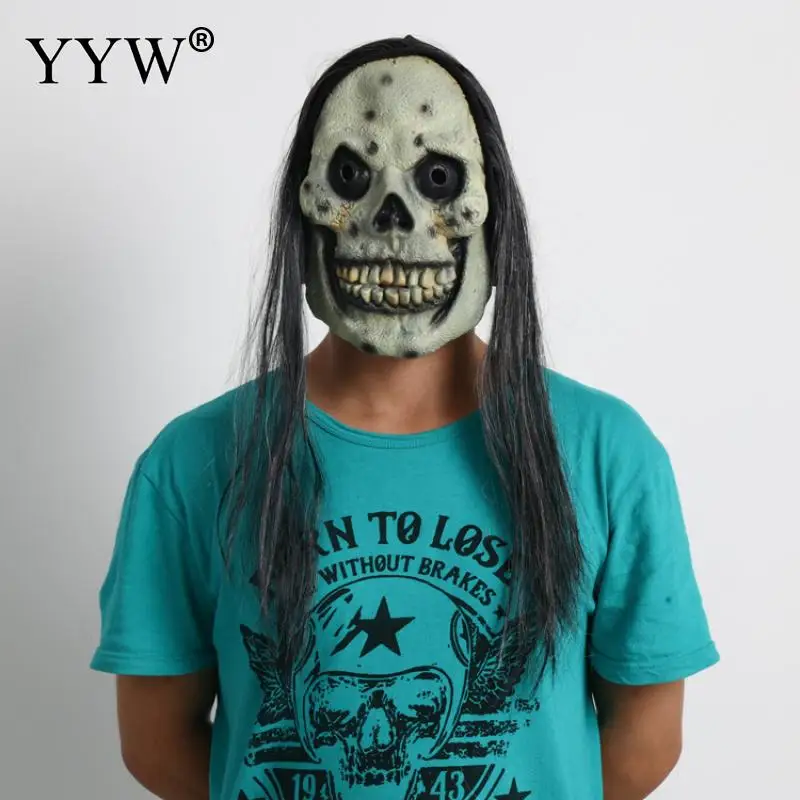 

Scary Skull Mask Halloween Ghost Unisex Skull Head Masks Mascara Halloween Terror Cosplay Long Hair Horror Party Masker Masque
