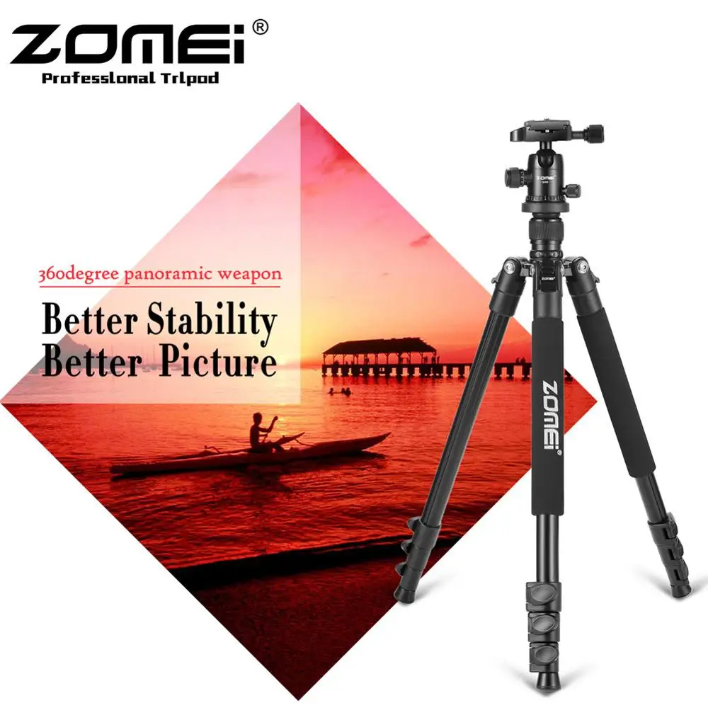 ZOMEI Q555 Pro Portable Aluminum Digital Camera Tripod Monopod With Ball Head + 1/4 ZOMEI Q555 Pro Portable Aluminum Digital Camera Tripod Monopod With Ball Head + 1/4