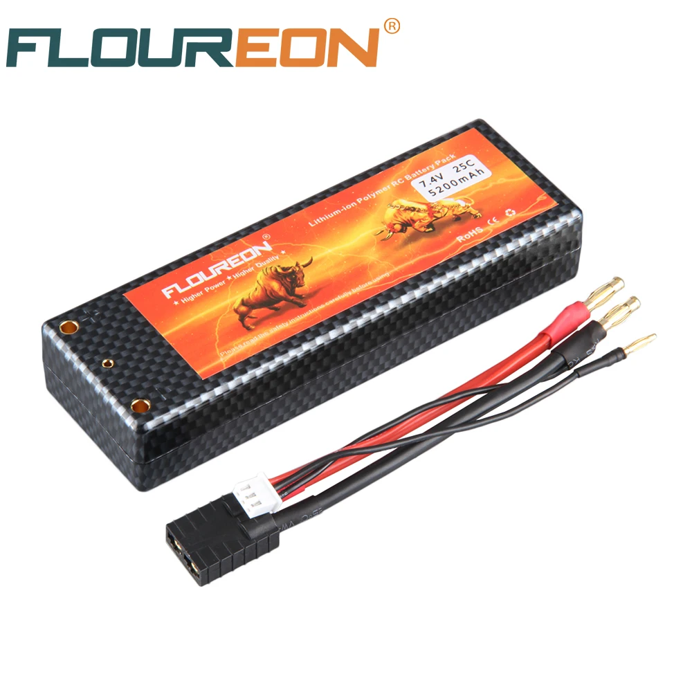 

FLOUREON 7.4V 5200mAh 25C 30C Lipo Li-polymer RC Car Battery TRX Traxxas Plug for RC Evader BX Truck Truggy RC Hobby