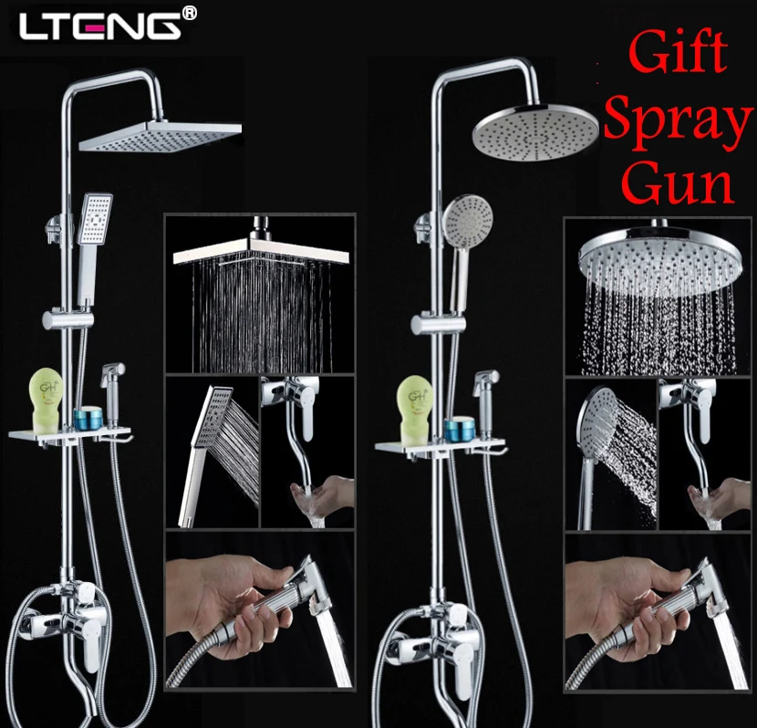 

LTENG bathroom shower set with women's wash spray gun copper shower faucet ceramic spool warranty 5 years shower system freeship