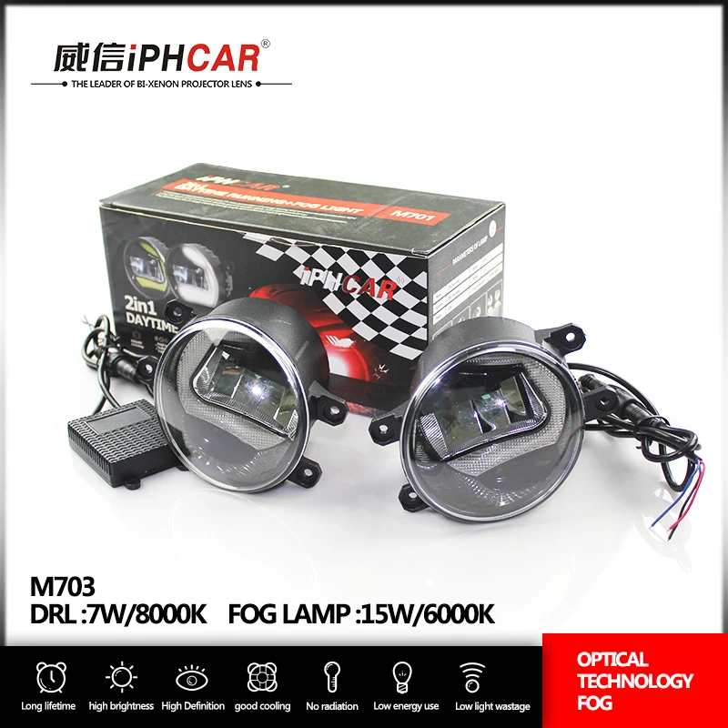 

Free Shipping IPHCAR 2PCS LED Daytime Running Lights Super Bright Waterproof DRL Light Parking Fog Lamp 12V Headlight Universal