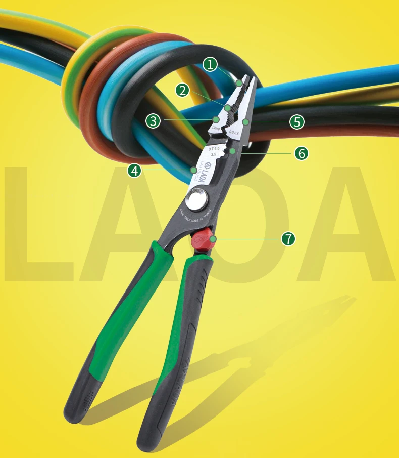 Laoa 8 polegadas multifuncional longo nariz alicate