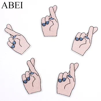 

10pcs/lot Embroidered Hand Patch Iron On Gesture Stickers DIY Jeans Backpack Coats Appliques Handmade Garments Accessories Badge