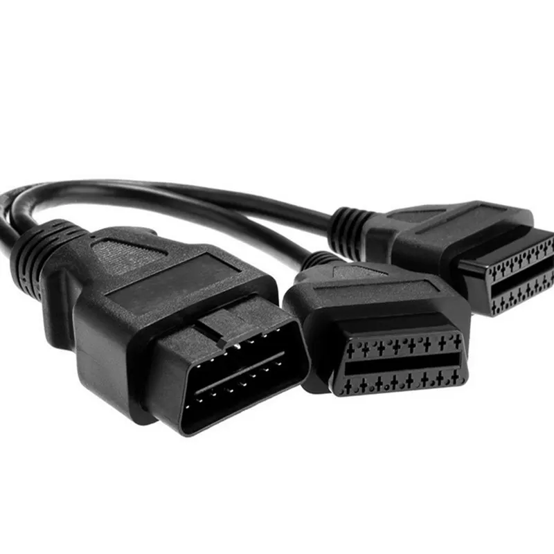 Оптовая цена черный 16 контактный разветвитель OBD 2 переходник Удлинительный