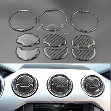 1 компл. углеродного волокна салона панель Кондиционер Выход рамка Стикеры декор для Ford Mustang