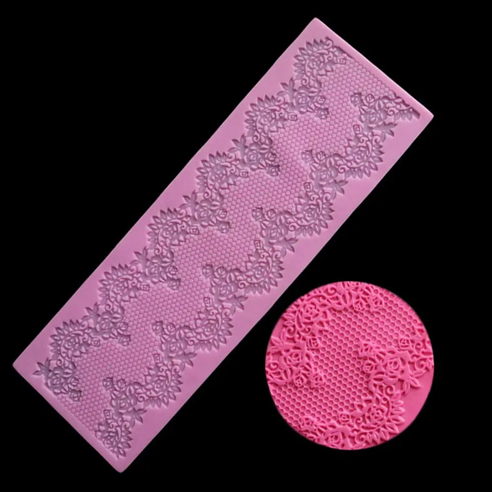

Beautiful Patisseries Silicone DIY Flower Lace Fondant Mold Mousse Brim Decor Sugarcraft Icing Mat Pad Pastry Baking Tool