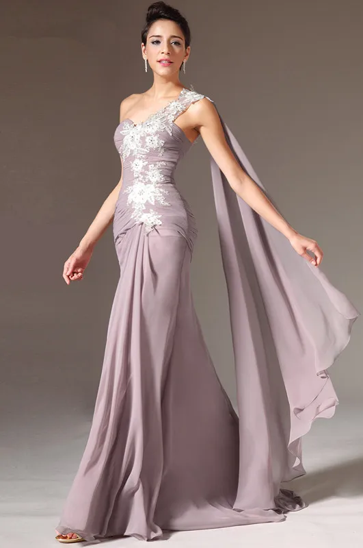 

One-shoulder Evening Dresses 2019 Mermaid Chiffon Lace Beaded Long Formal Party Evening Gown Prom Dresses Robe De Soiree