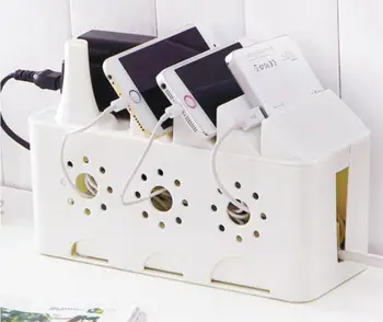 

1PC Power Strip Storage Box Organizer Cables Electric Wire Case Mobile Phone Holder Safety Socket Outlet Board Container OK 0553