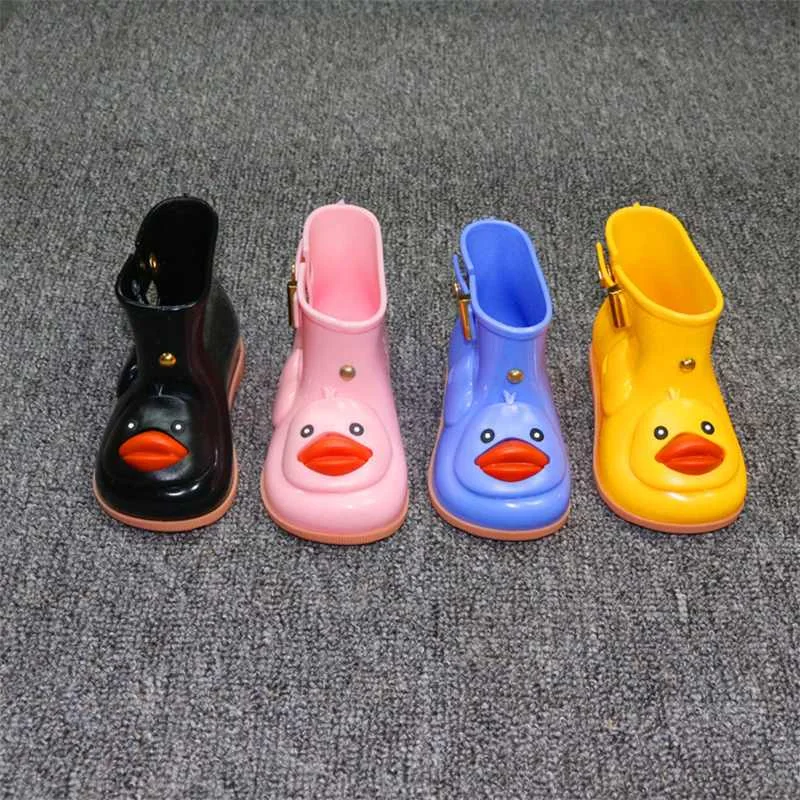 Kids Cute Duck Rain Boots Boys&Girls Cartoon Jelly Shoes Children's Waterproof Shoe Candy Color Rubber Non-Slip Rainboots
