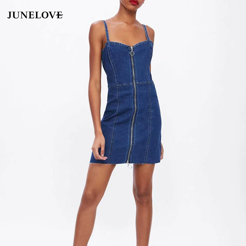 Heydress женское летнее сексуальное джинсовое платье на молнии винтажное открытое