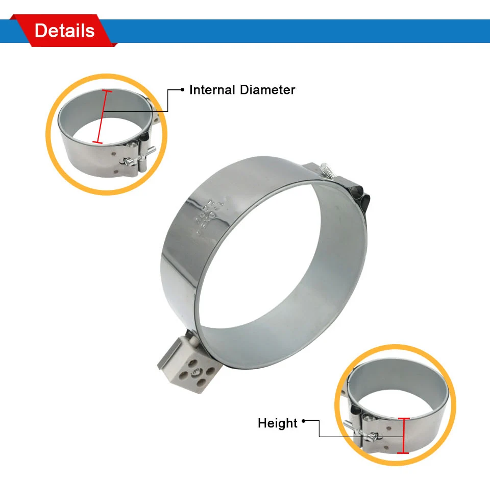LJXH хомутовый нагреватель 220V 550 W/700 W/900 W/1000 W/1150 W Внутренний Диаметр 130 мм слюды Керамика элемент Нержавеющая сталь высота 50 мм/60 мм/80 мм