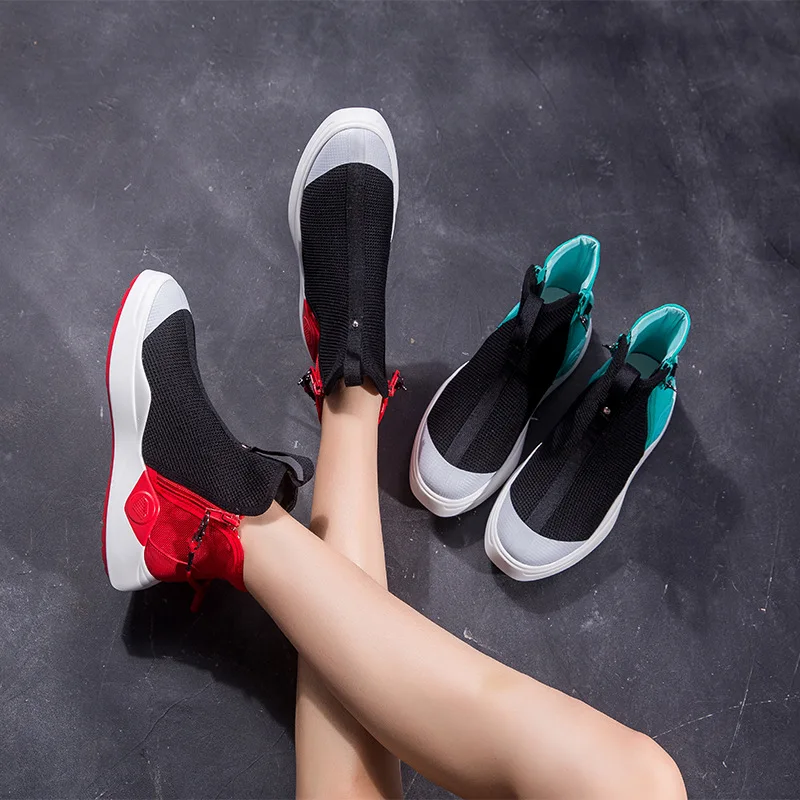 Ciel Respirant Chaussures rouge Jookrrix Automne Mode Dame 2018 Pu Chaussure Sneaker Zip Femelle Qualité Femmes Fille Top Marque pBqaBfPx