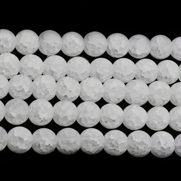 Натуральная белая матовая полировка трещин кварцевые кристаллы AAA 6 8 10 12 мм Frizzling Rock popcorn камень свободные бусины Изготовление ювелирных изделий