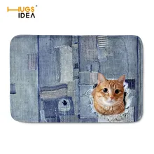 HUGSIDEA 3D синий джинсовый ковер с принтом собаки кота для гостиной креативные декоративные коврики ванная комната/кухня пол нескользящий дверной коврик