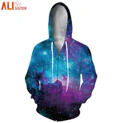Alisister Galaxy Space толстовки Толстовка 3d куртка на молнии пальто для мужчин и женщин Harajuku худи Осень-Зима хип-хоп спортивный костюм