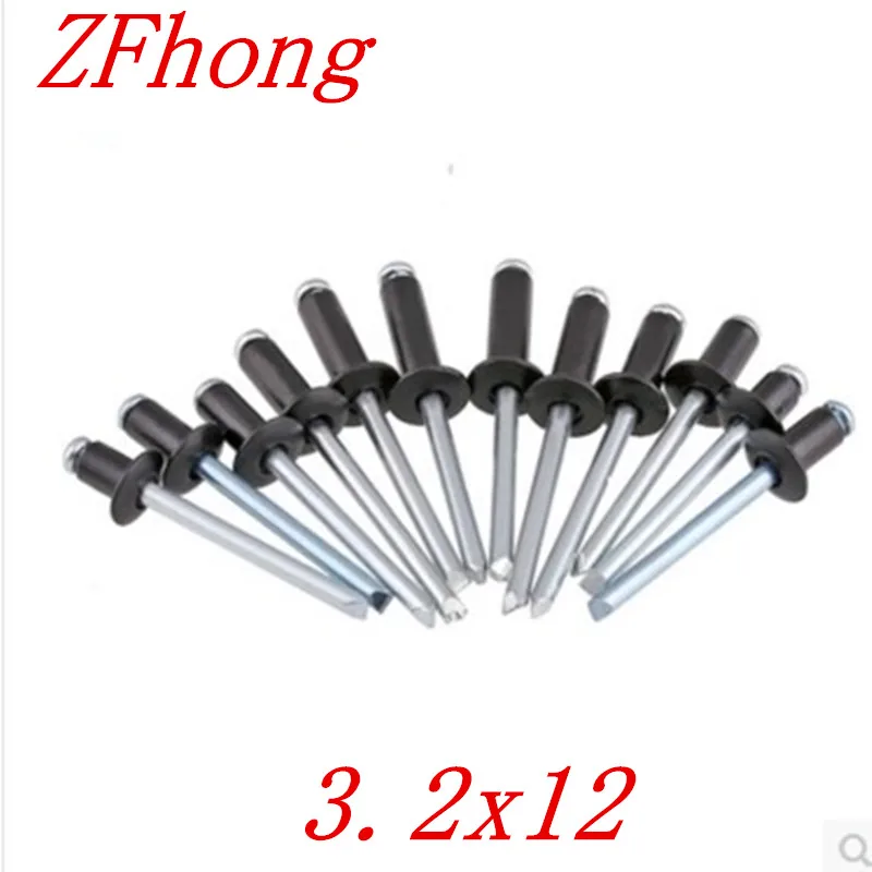 

100pcs 3.2*12 3.2mm black aluminum pop rivet Dome Head Open End