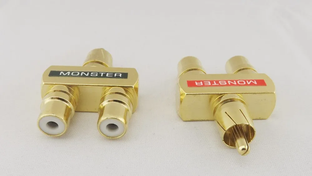 

4pcs Gold Plated 1 Male to 2 Female AV Video Audio Y Splitter RCA Adapter Plug