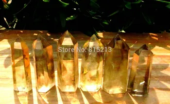 

ddh00961 6PCS long AAA NATURAL CITRINE SMOKY QUARTZ CRYSTAL POINT Healing