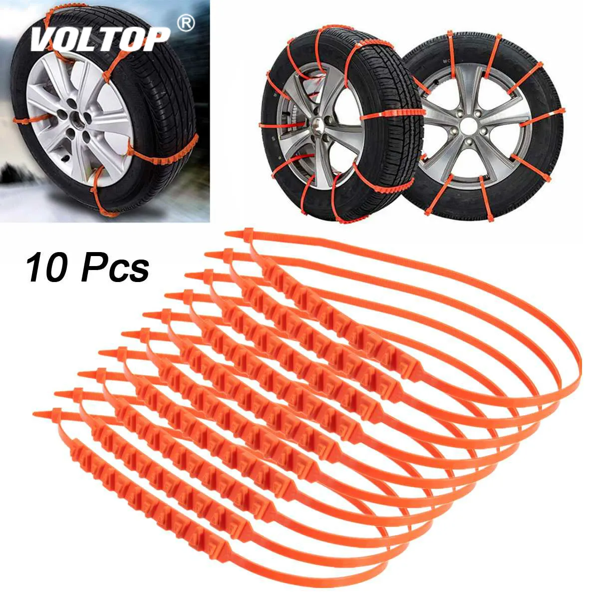 

10Pcs Car Snow Tire Anti-skid Chains Tire Snow Chains Wheel Tyre Cable Belt Fit Tyre Width 175-295 Snow Rain Winter Tool