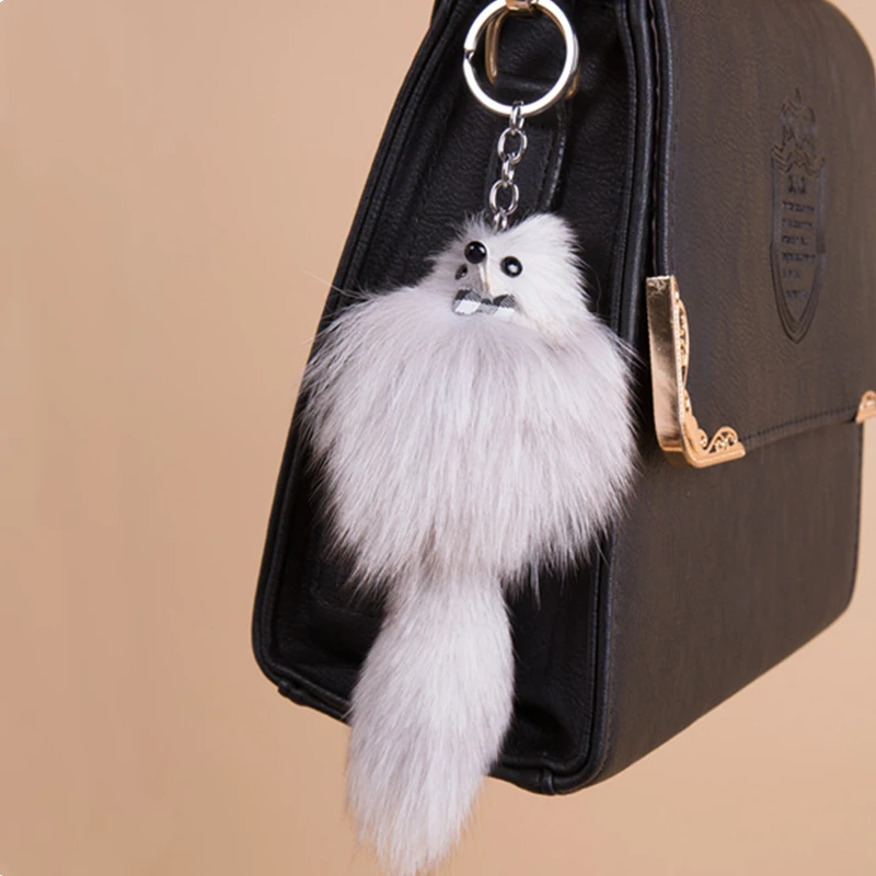 Брелок для ключей из натурального Лисьего меха 17 см|bag charm|women keychainfashion keychain |