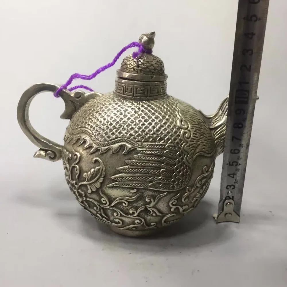 

Home/desk decoration Bird Teapot Metal crafts, Collection Tibet silver old handmade Phoenix pot /Chinese antique tea pot