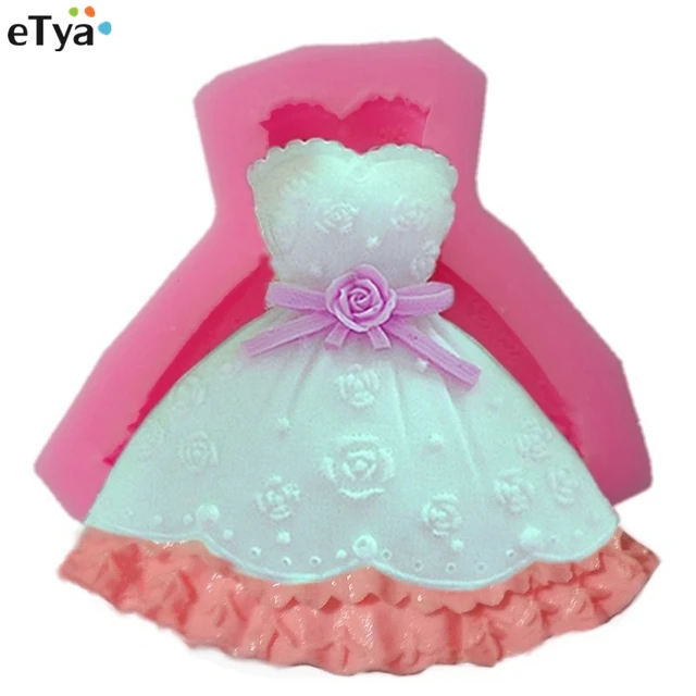 1pc Cute 3d Princess Wedding Dress Shape Silicone Cake Mold Fondant