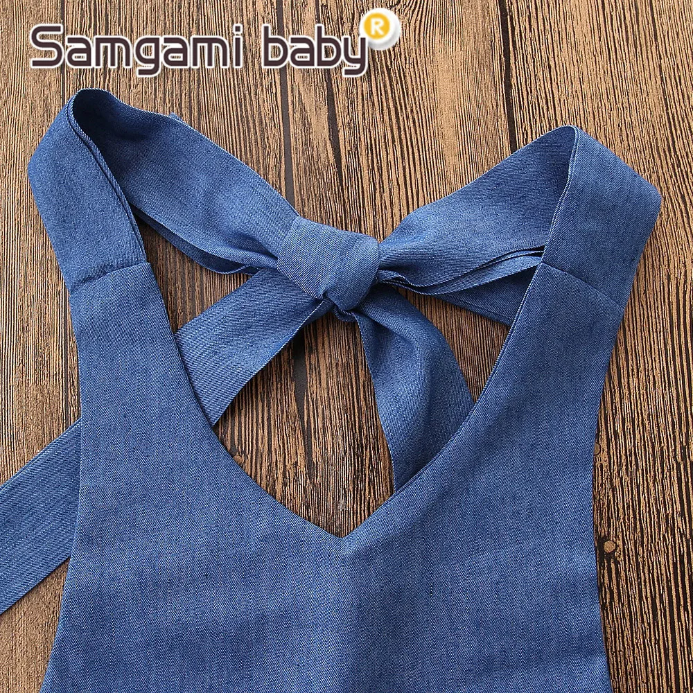 SAMGAMI/Одежда для маленьких девочек джинсовые штаны Однотонный комбинезон детская