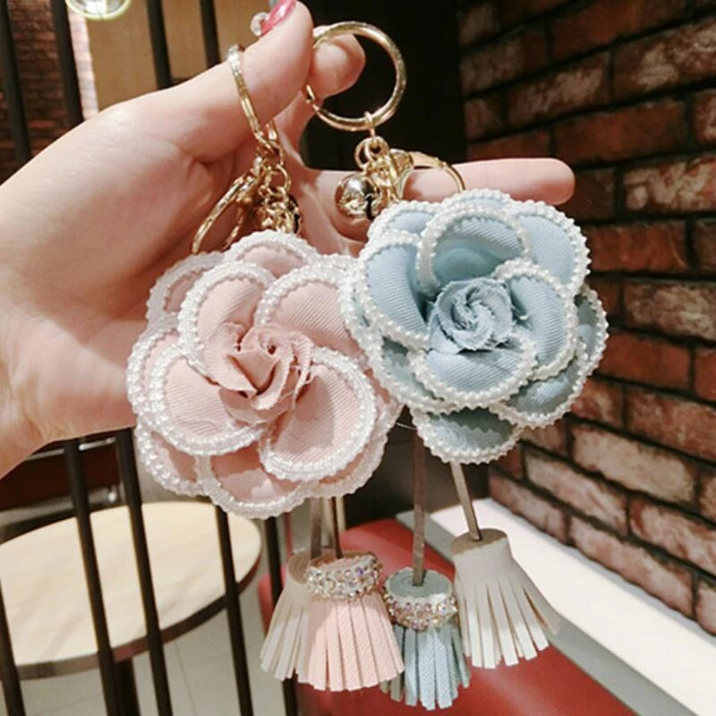 高品質のレースの花レザータッセルキーホルダーギフトバッグペンダントカーチャームキーチェーンキーリング Key Chains Aliexpress