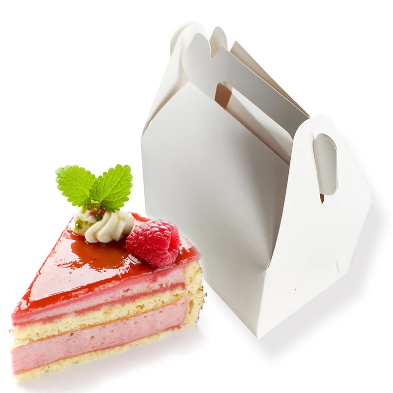 

12PCS White Cake Box And Kraft Box With Handle Paper Cupcake Boxes Candy Gift Box