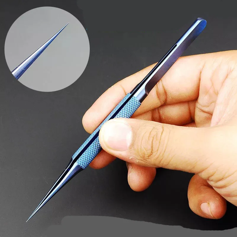 2UUL BLUET прямой титановый сплав 0,1 мм синий Пинцет для точного скачка провода