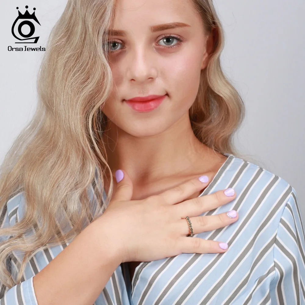 ORSA JEWELS Authentic 925 Sterling Silver Rings For Female Top Quality Cat's Eye Stone Wedding Band Fashion Women Jewelry SR68-G