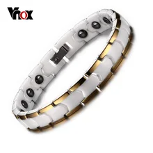 Vnox 18 cm relación pulseras para las mujeres de cerámica pulsera de alerta médica con imán pulsera sana vnox joyería