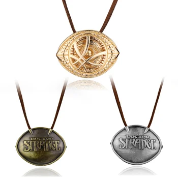

RJ 20Pcs/Lot Fashion Movie Necklaces Gold Bronze Doctor Strange Eye of Agamotto Pendant Necklace For Men Best Gift