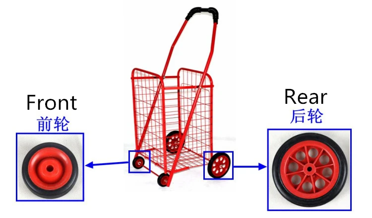 2 шт., 4,5 дюйма, 11,4 см, 114x8x17 мм, задняя корзина для покупок на колесиках красного и черного цвета, резиновые колеса с внутренним отверстием, 8 мм