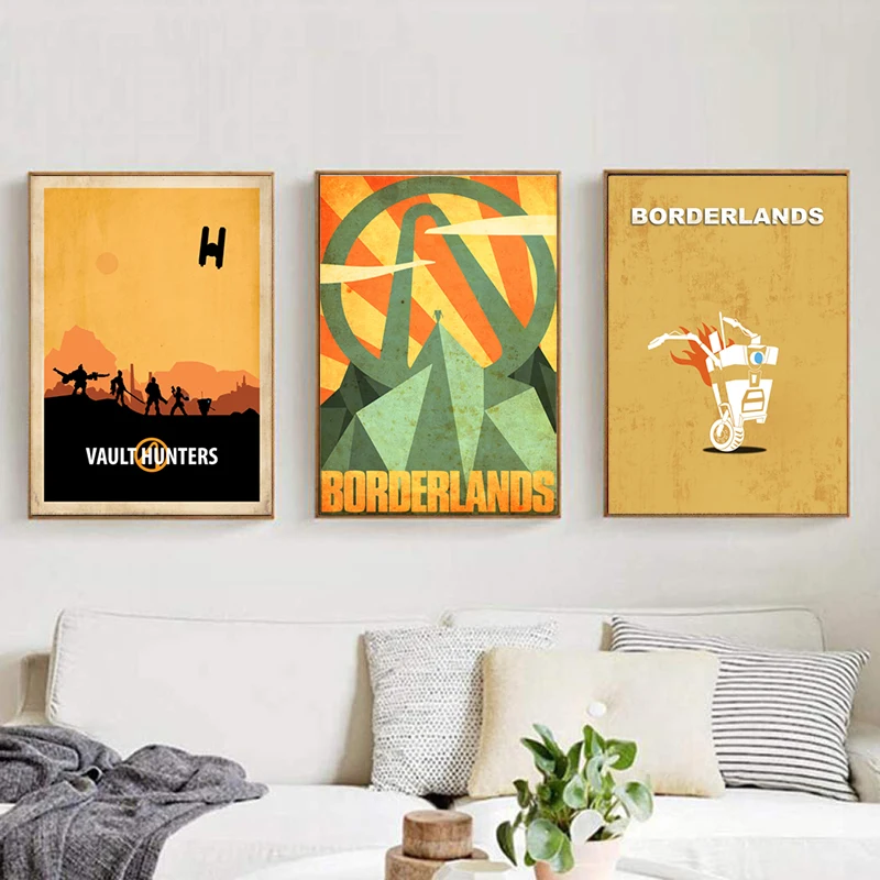 

Video Games Borderlands Poster Vintage Vault Hunters Nordic Canvas Paintings Modern Wall Art Decorative Pictures for Living Room