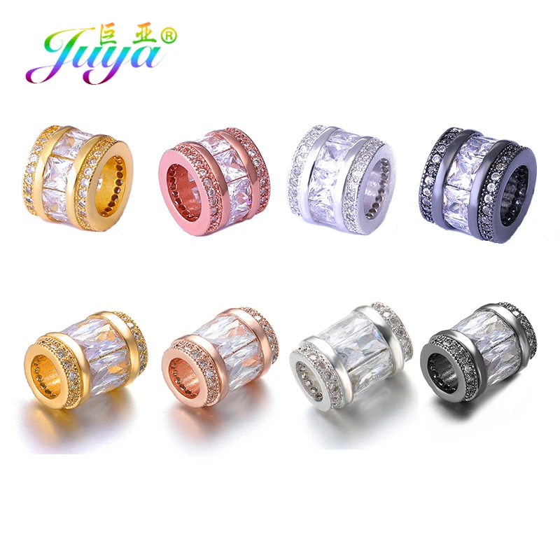 

Juya DIY Luxury Crystals Beadwork Jewelry Beads Handmade Cubic Zirconia Charm Beads For Women Men Natural Stones Jewelry Making
