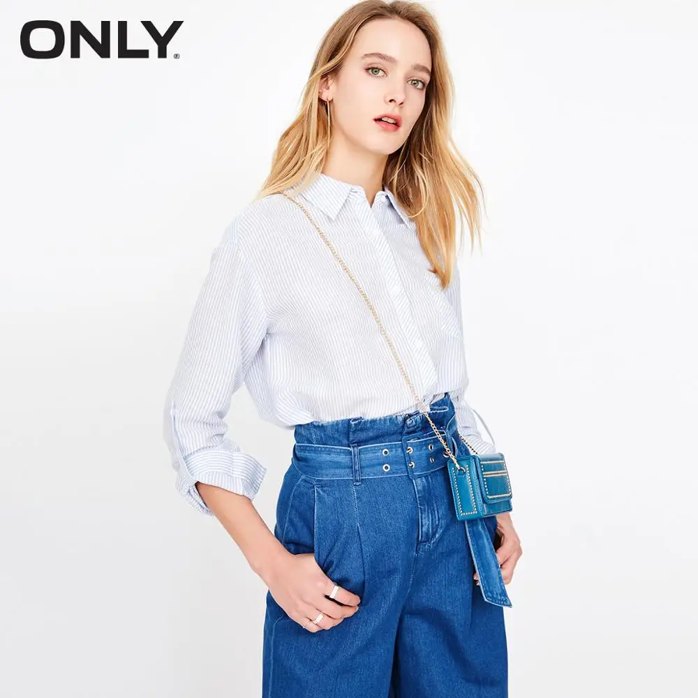 

ONLY women's spring new hollow adjustable sleeve loose shirt | 118131507